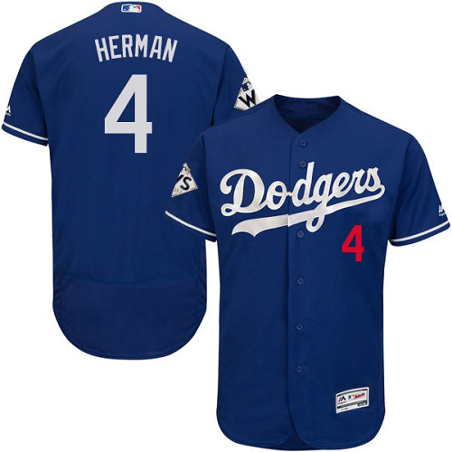 Dodgers #4 Babe Herman Blue Flexbase Authentic Collection World Series Bound Stitched MLB Jersey